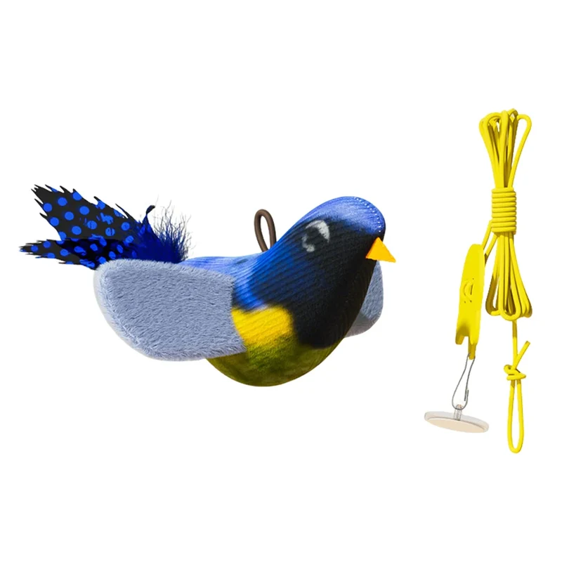 Oiseau sonore à suspendre pour chat – Jouet qui gazouille au toucher