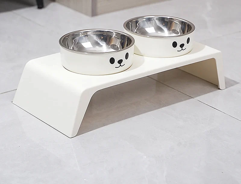 Gamelles doubles surélevées – Bols inox amovibles, socle 8,5 cm