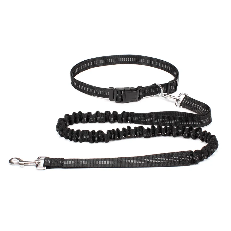 Laisse mains-libres pour chien – Ceinture running réglable & laisse élastique réfléchissante