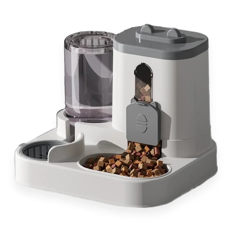 Distributeur de croquettes et d'eau 2-en-1 pour chien et chat