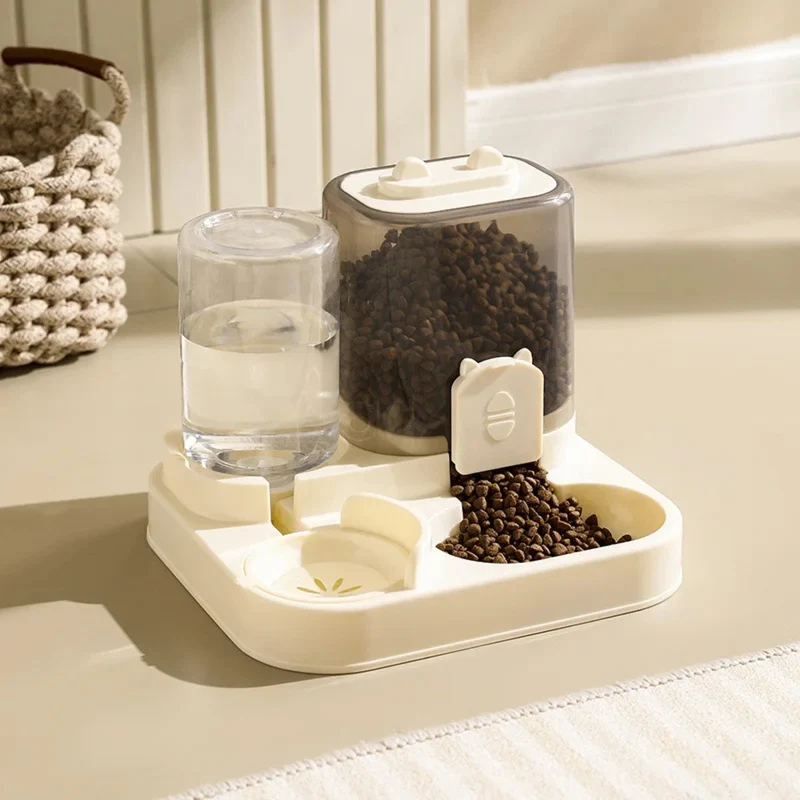 Distributeur de croquettes et d'eau 2-en-1 pour chien et chat