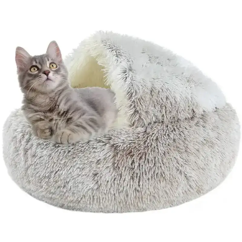 Lit Rond Peluche Douillet pour Chat