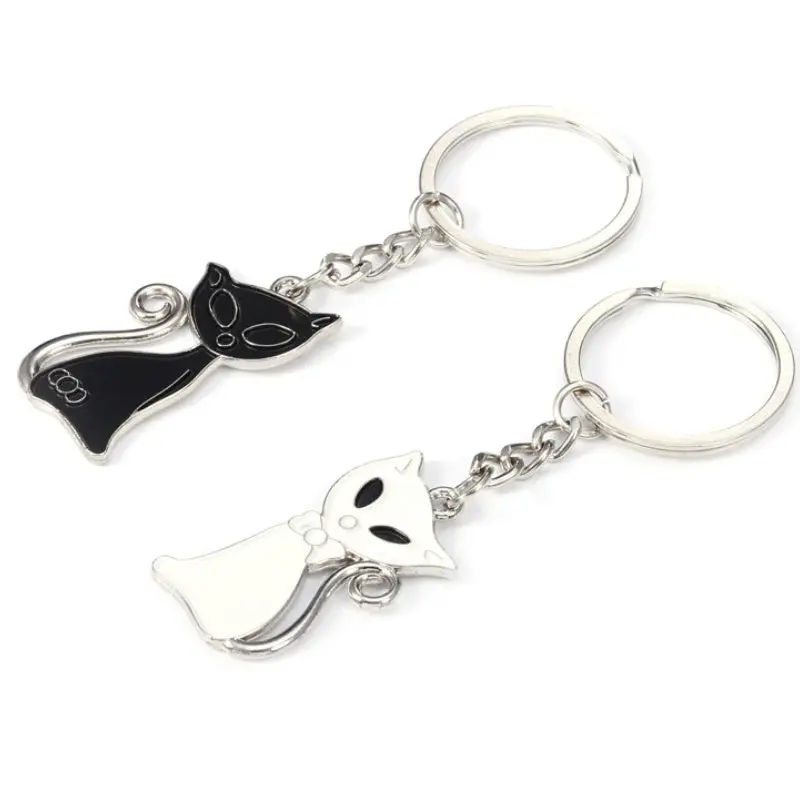 Porte-clé en Métal Chat pour Couple