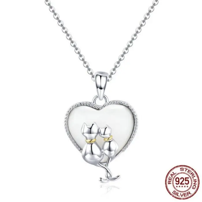 Pendentif couple de chats (Argent)