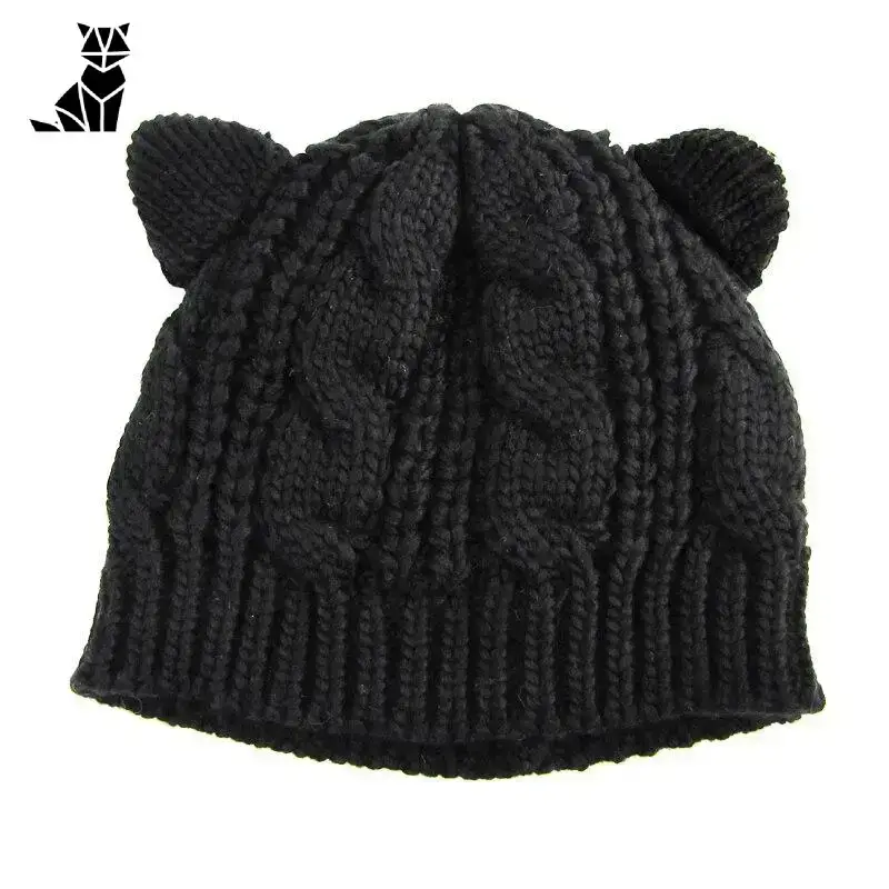 Bonnet Oreilles de Chat Tricoté Main Coton