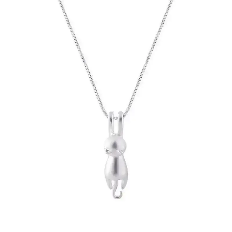 Pendentif Chat Argent Élégant pour Femme