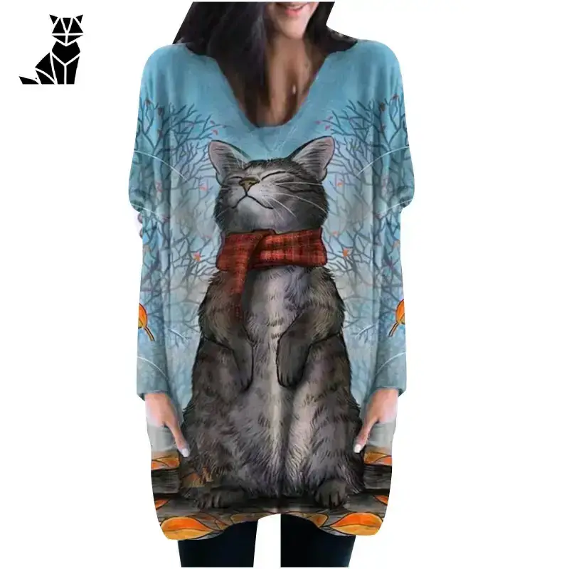 Pull Femme Motif Chat Confortable et Élégant