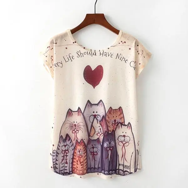 T-shirt Chat Femme Nine Cats