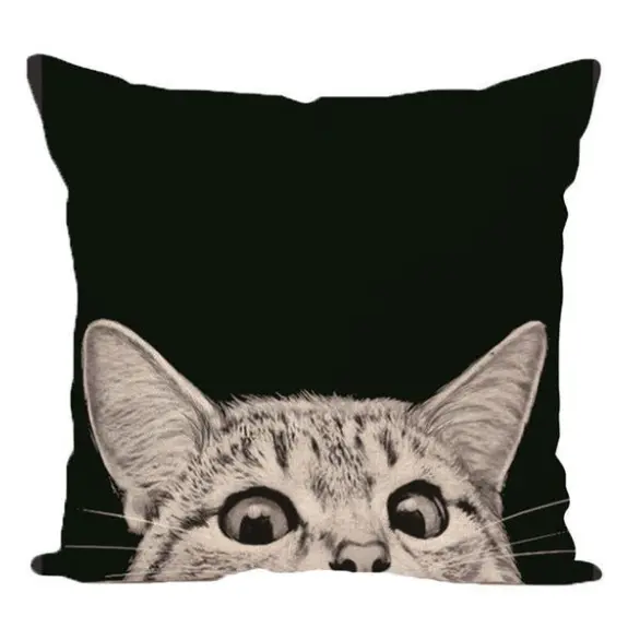Housse de Coussin Chat Curieux