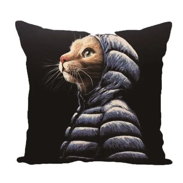 Housse de Coussin Chat en Doudoune