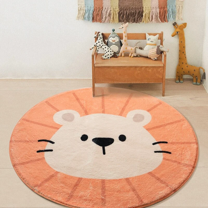 Nordic Carton Round Rug Carpets for Home Living Room Bedroom Kids Room Blanket Anime Floor Mat Decoration Salon Pile Area Rug