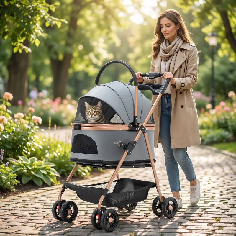 Poussette pour chat 2 en 1 - Support détachable