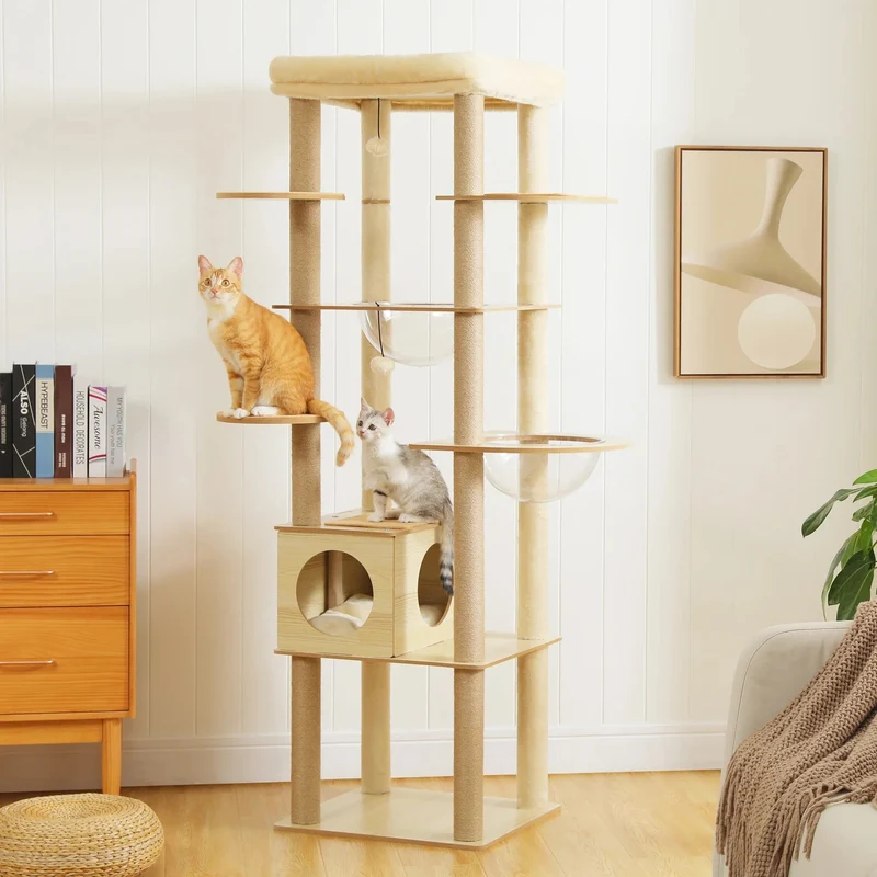 Arbre à chat bois - Multi-niveaux 180 cm