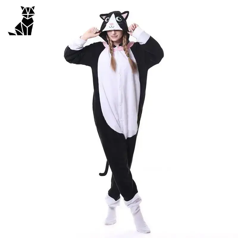 Combinaison Pyjama Chat Noir Adulte Douillette