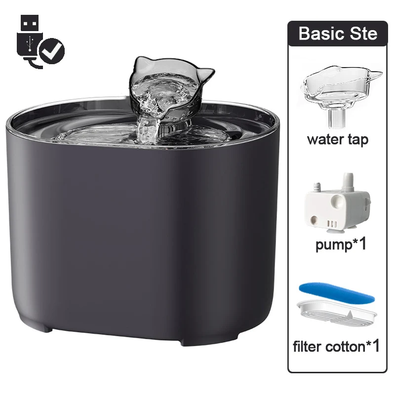 Fontaine à eau pour chat 2,2L silencieuse avec filtre et circulation continue "Brume Paisible"