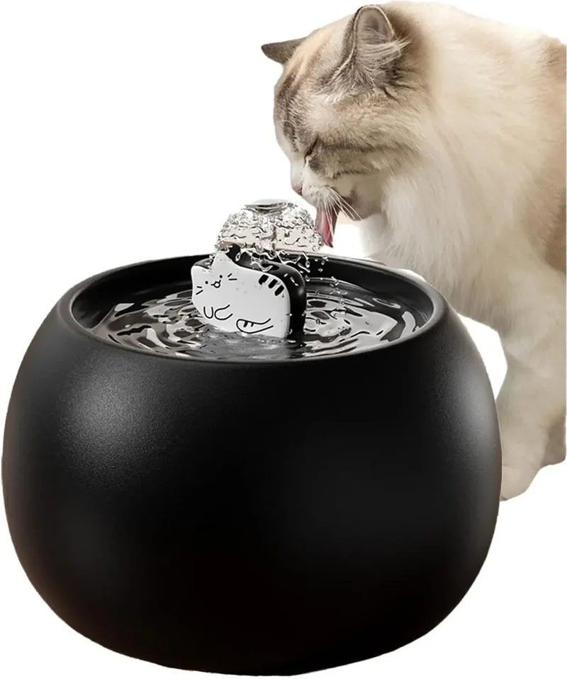 Fontaine à eau pour chat en céramique silencieuse 1L / 1,5L "PerleNoire"