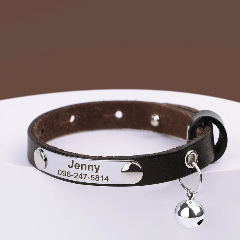 Collier pour Chat Personnalisé en Cuir