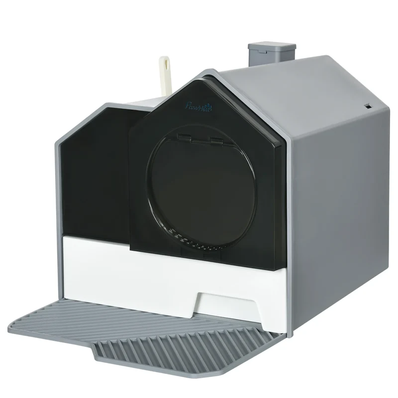 Maison de toilette fermée pour chat avec tapis et filtre anti-odeurs – Modèle "HomeClean"