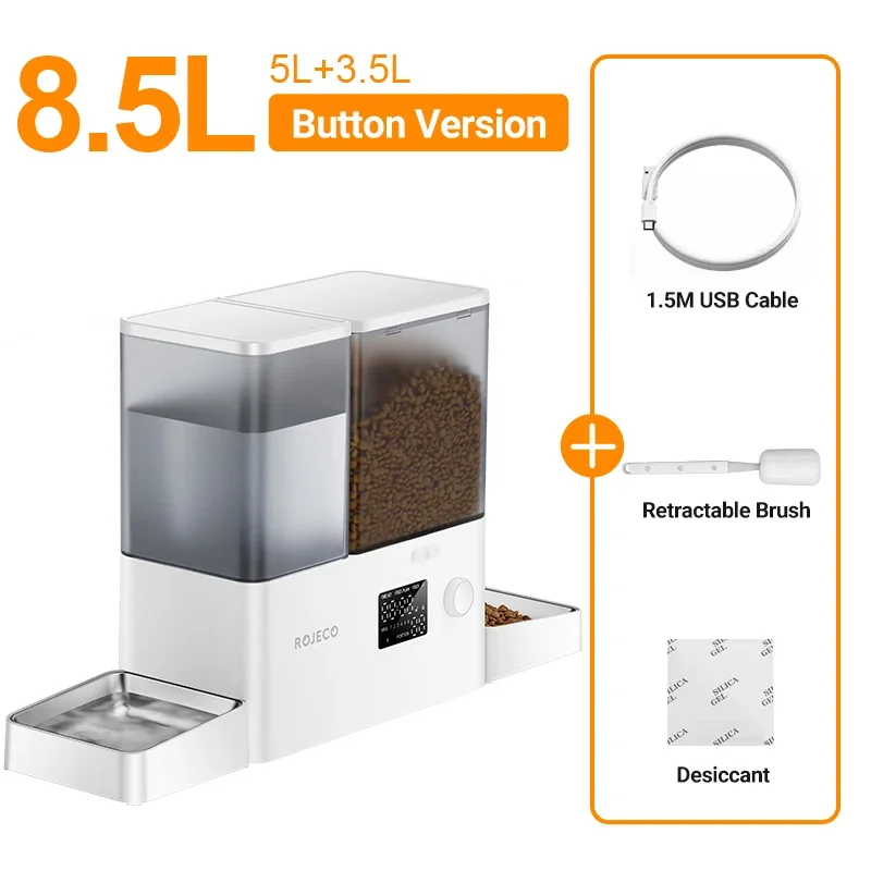 Distributeur de nourriture pour chat 2-en-1 avec fontaine à eau 8.5L