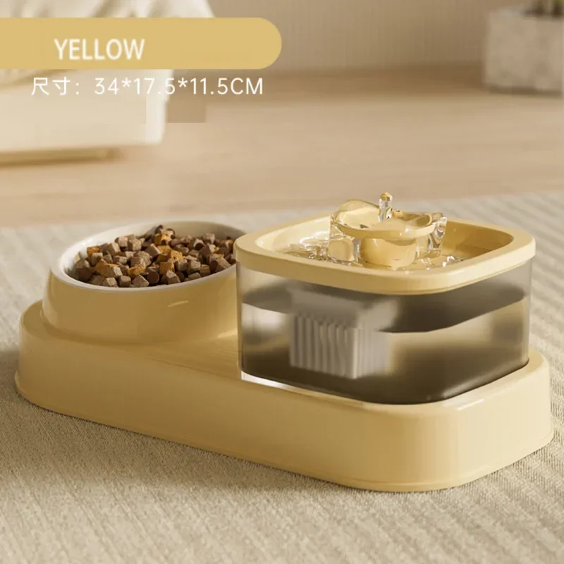 Fontaine + gamelle 2-en-1 "Miaou Duo Fresh" – Eau filtrée & croquettes