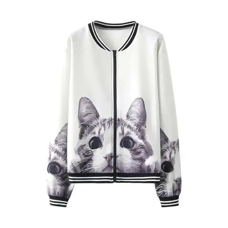 Sweat Chat Femme Manches Longues Motif Félin