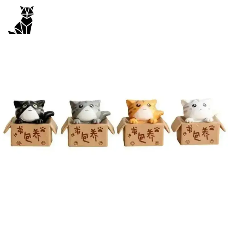 Figurines Chats Porcelaine Style Japonais Lot de 4