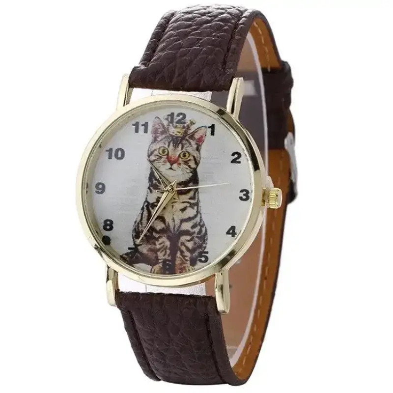 Montre Féline Femme Élégante Cadran Chat