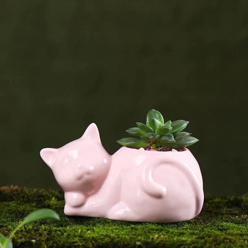 Pot en Céramique Chat pour Bureau