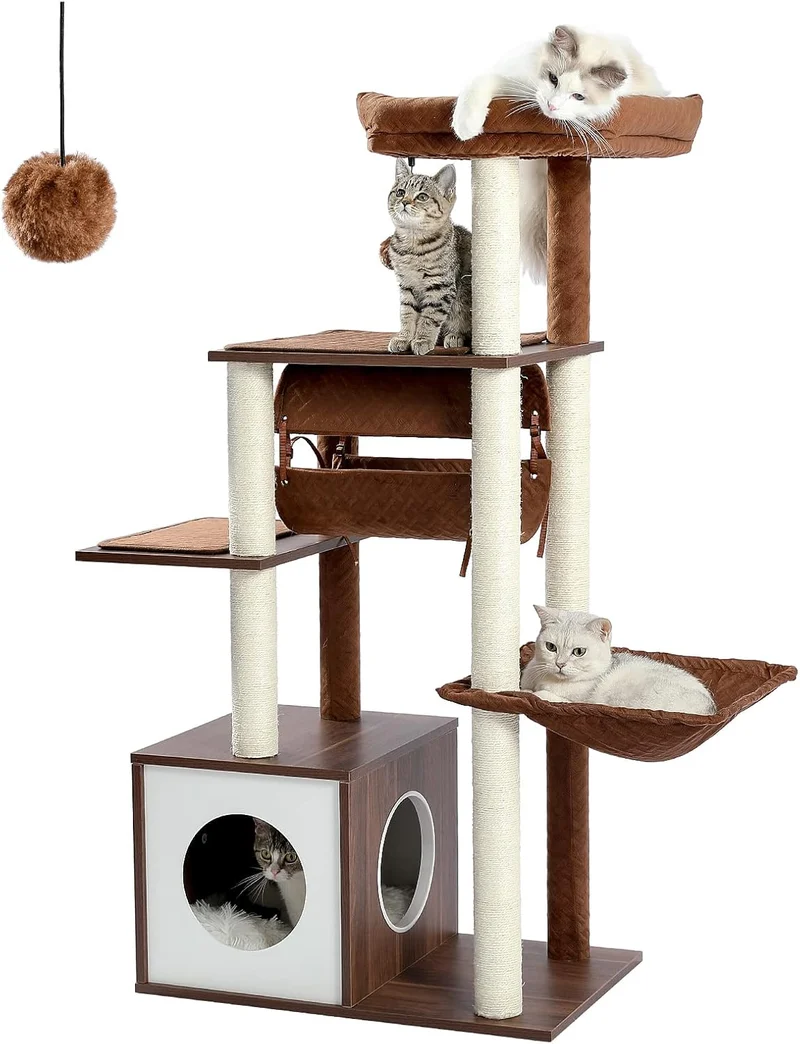 Arbre a chat design en bois - Modèle CozyWood