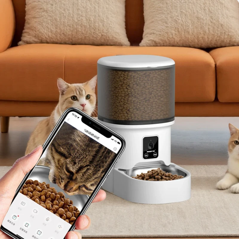 Distributeur automatique pour chat avec caméra "MiaouVision" – Modèle "Veille Complice"