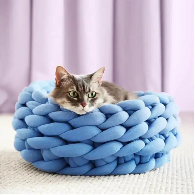 Panier Chat Tressé Main Confort Douillet