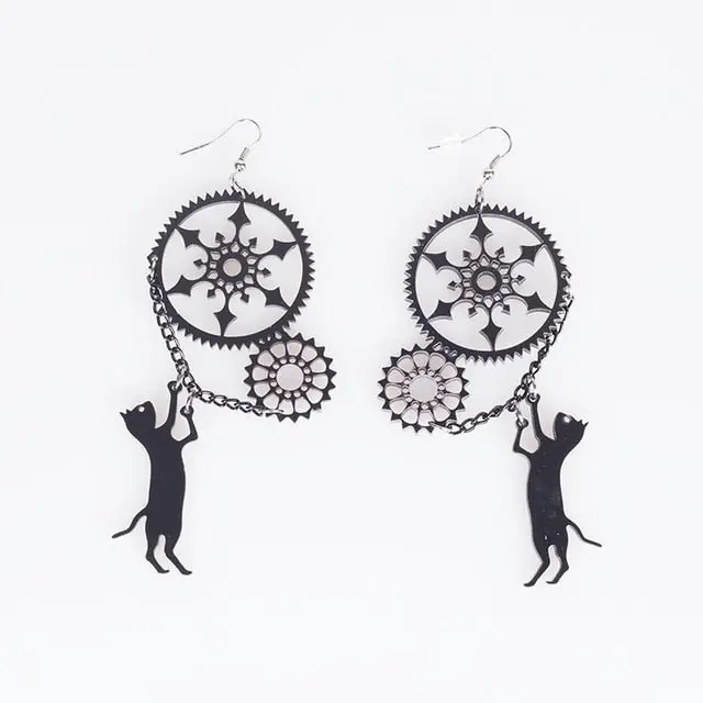 Boucles d'oreilles chat et Engrenage