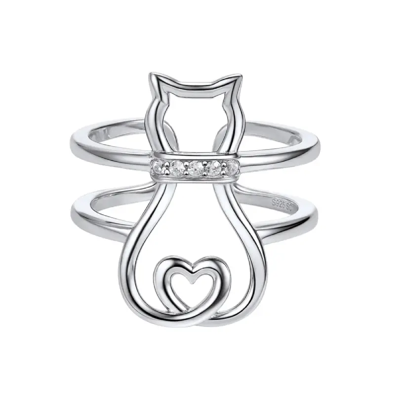 Bague Chat au Collier d'Argent