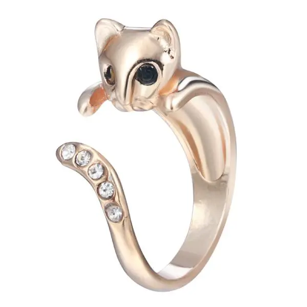 Bague Chat à Queue Brillante