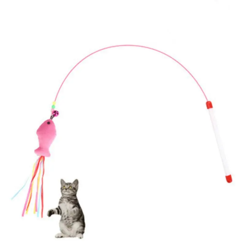 Canne à Pêche pour Chat avec Poisson Rose