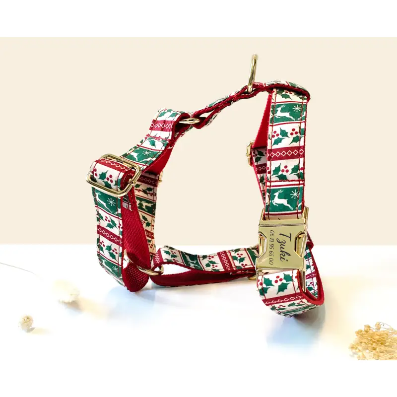 Harnais Personnalisable Chien Coton Confort Noël
