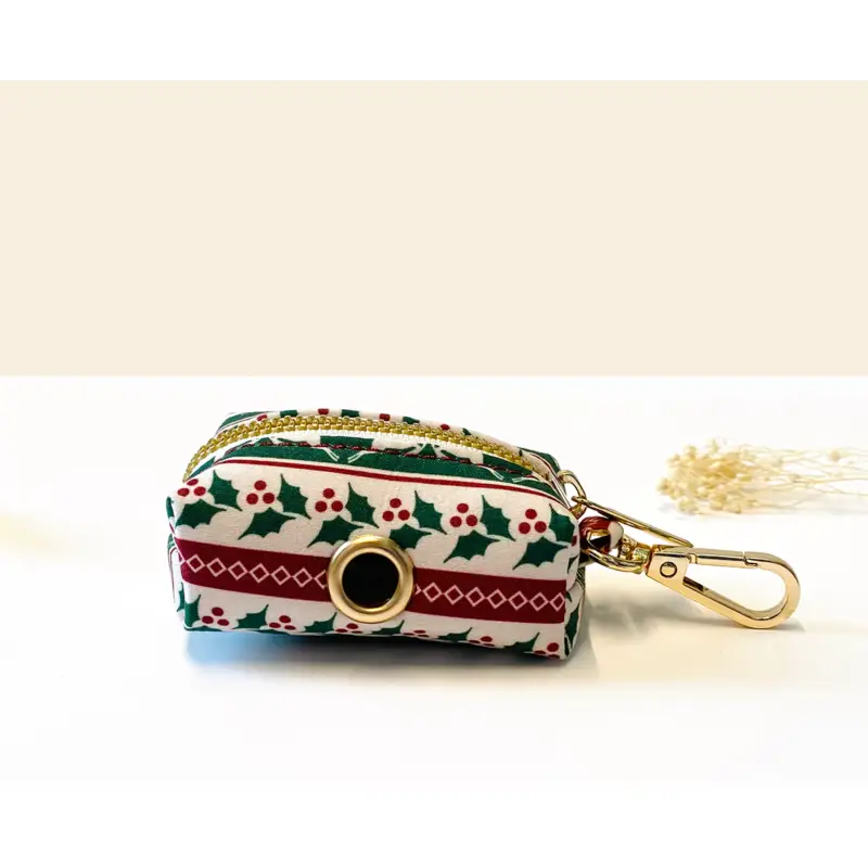 Pochette Sac à Crotte Coton Thème Noël Chien