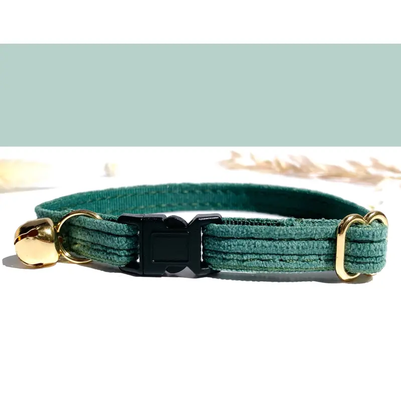 Collier Chat Velours Côtelé Anti-étranglement