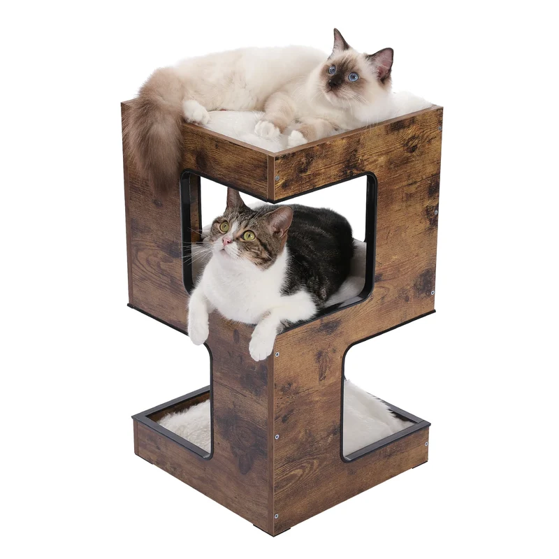 Arbre a chat Bois multi-niveaux avec condo - Modèle : "LuxiGriff"