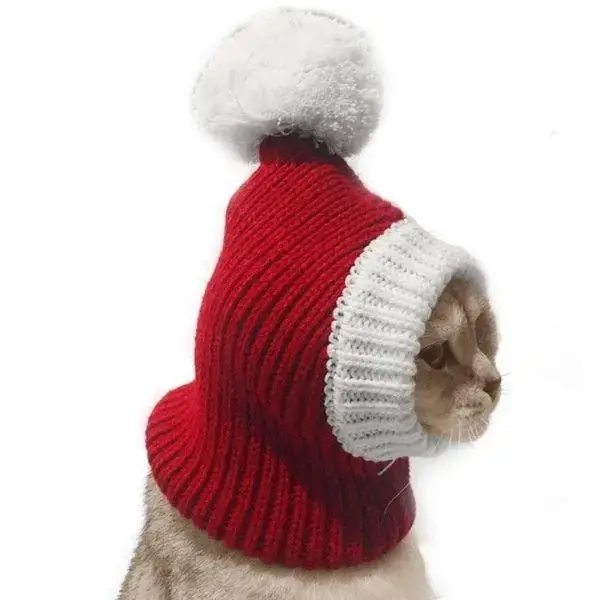 Cagoule Chat Noël Festive avec Pompon