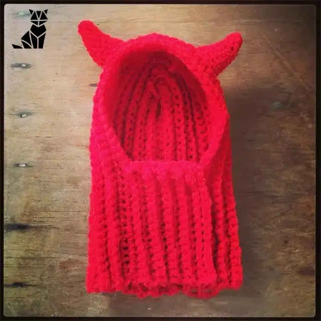 Bonnet Halloween Chien Diable Tricot Doux