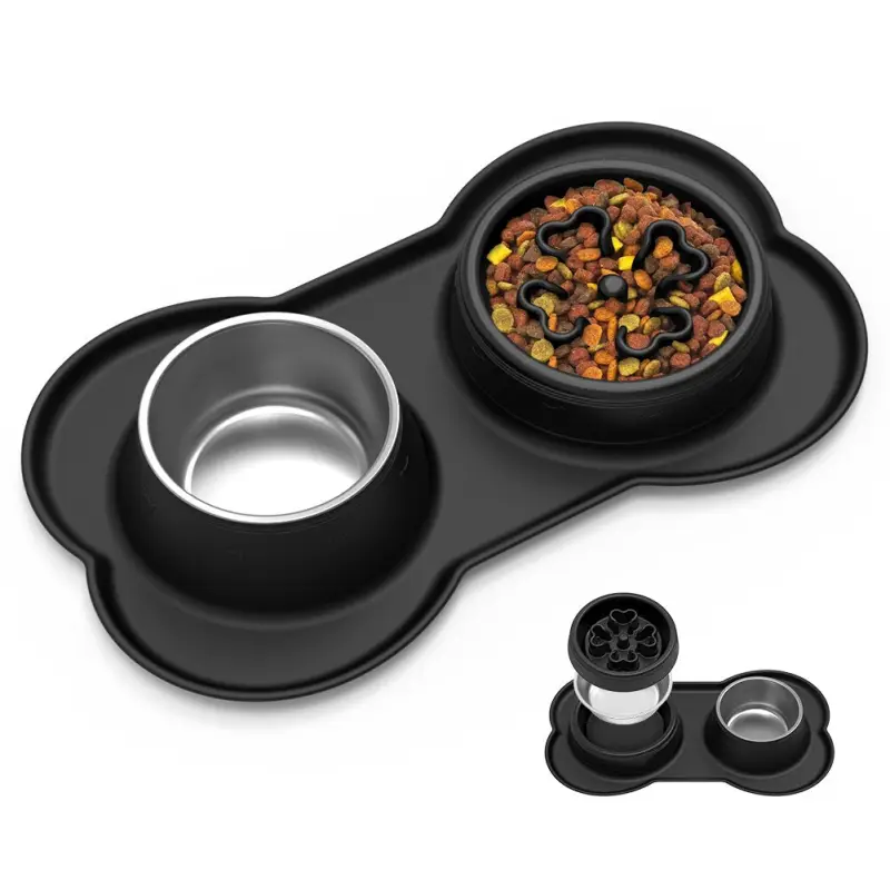 Gamelle Double Anti-glouton Silicone Chien Chat