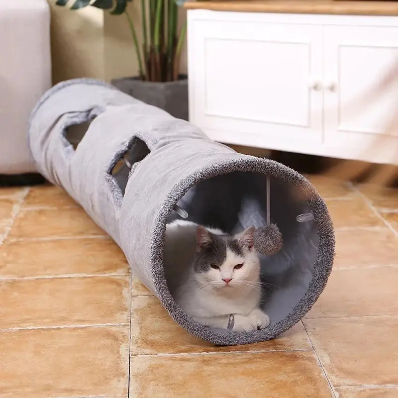 Tunnel Long pour Chat en Daim Pliable