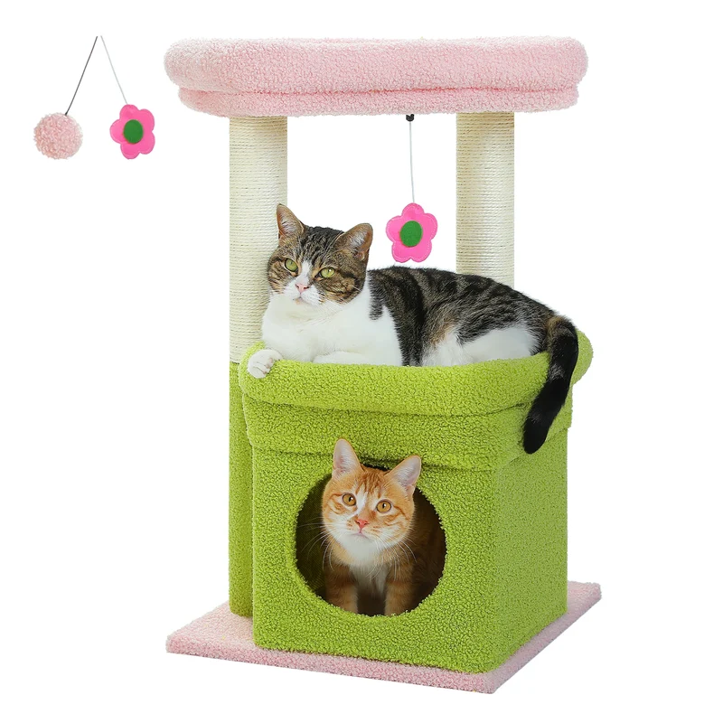 Arbre à chat compact avec condo et perchoir - Modèle : "CosyNiche"