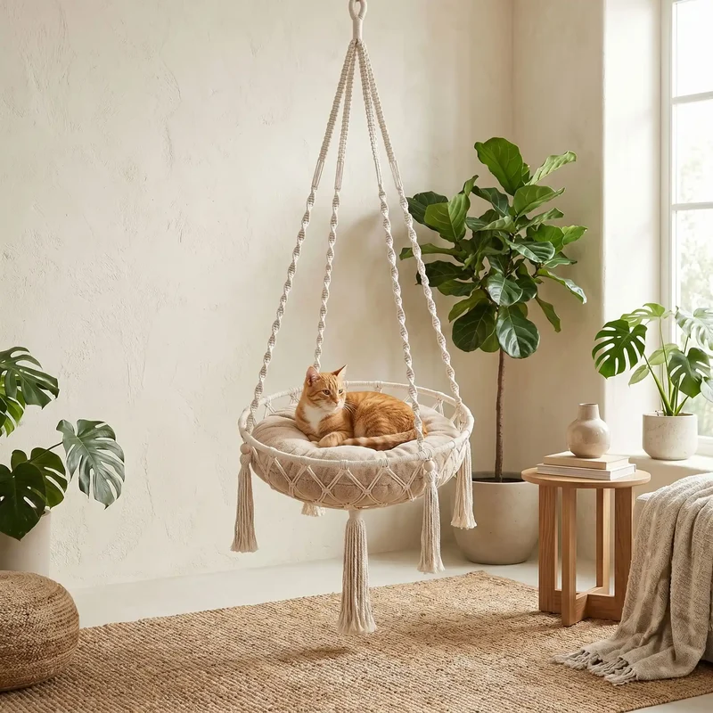 Hamac pour chat - en macramé
