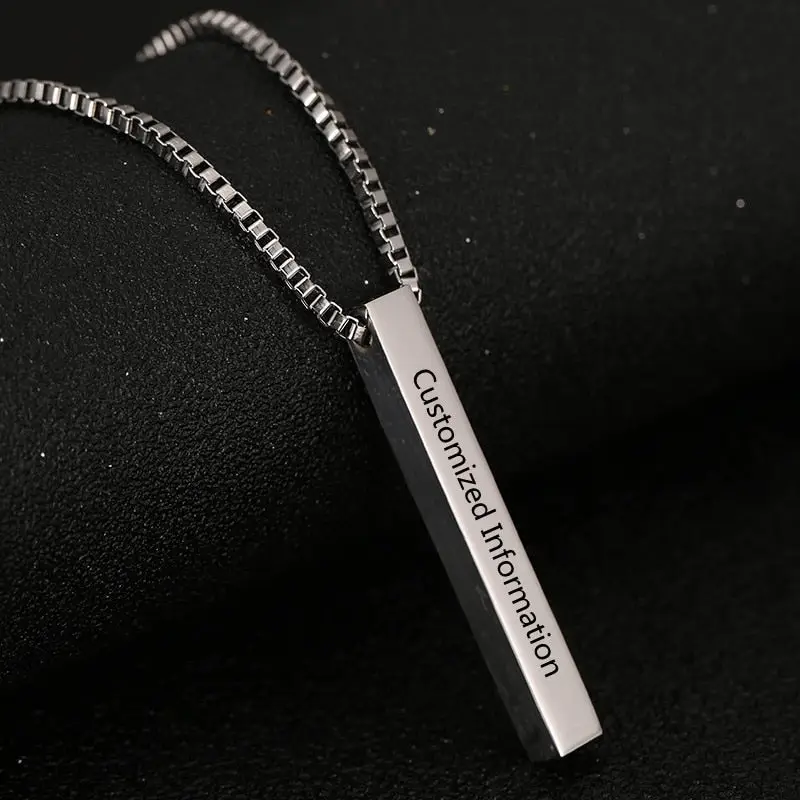 Collier Personnalisé Gravure - Quatre Faces à Graver