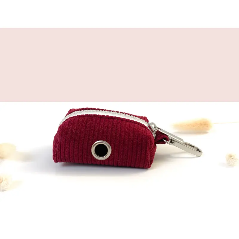 Pochette Sac à Crotte Chien Velours Clip Laisse