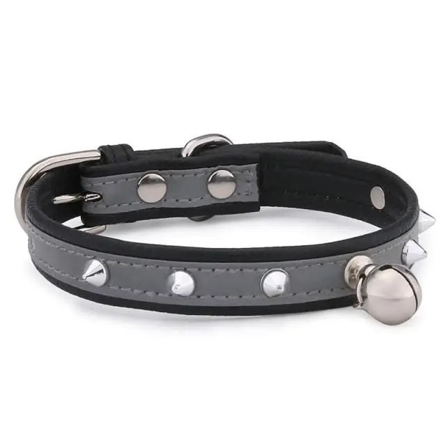 Collier Chat Faux Cuir Réfléchissant Ajustable