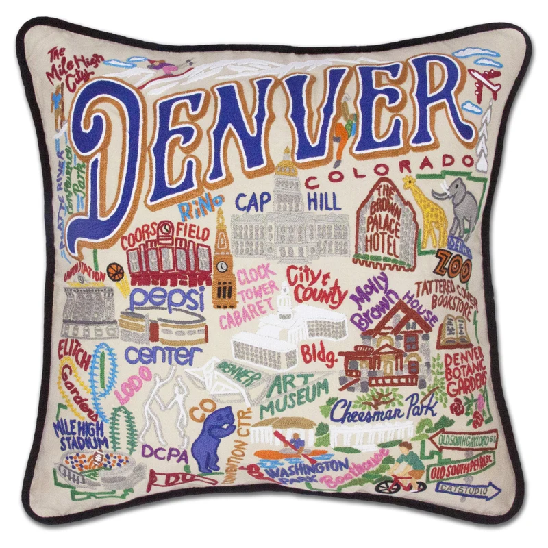 Denver Embroidered CatStudio Pillow