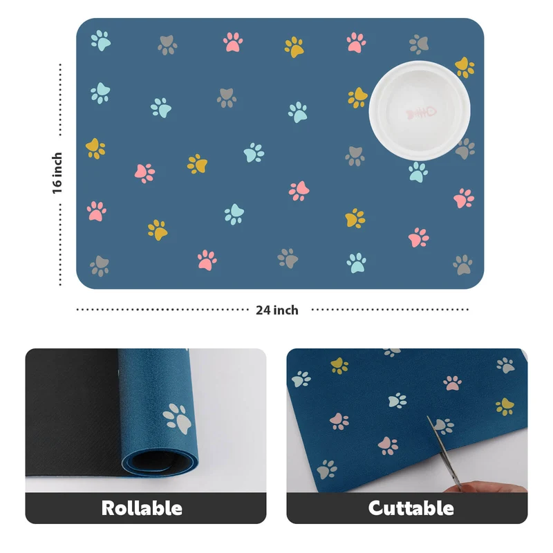 Pet Absorbent Food Mat Placemat For Dog Bowls